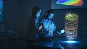 Technology illustration — people working with industrial equipment